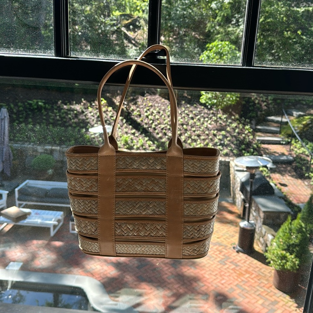 Bembien Lucia leather and rattan bag